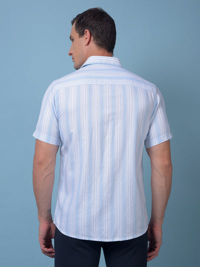Blue Vertical Stripes 100% Cotton Shirt