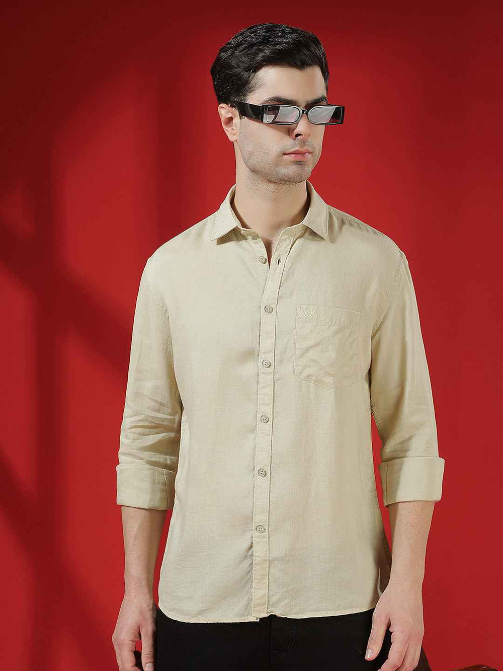 Green Minimal Linen Shirt
