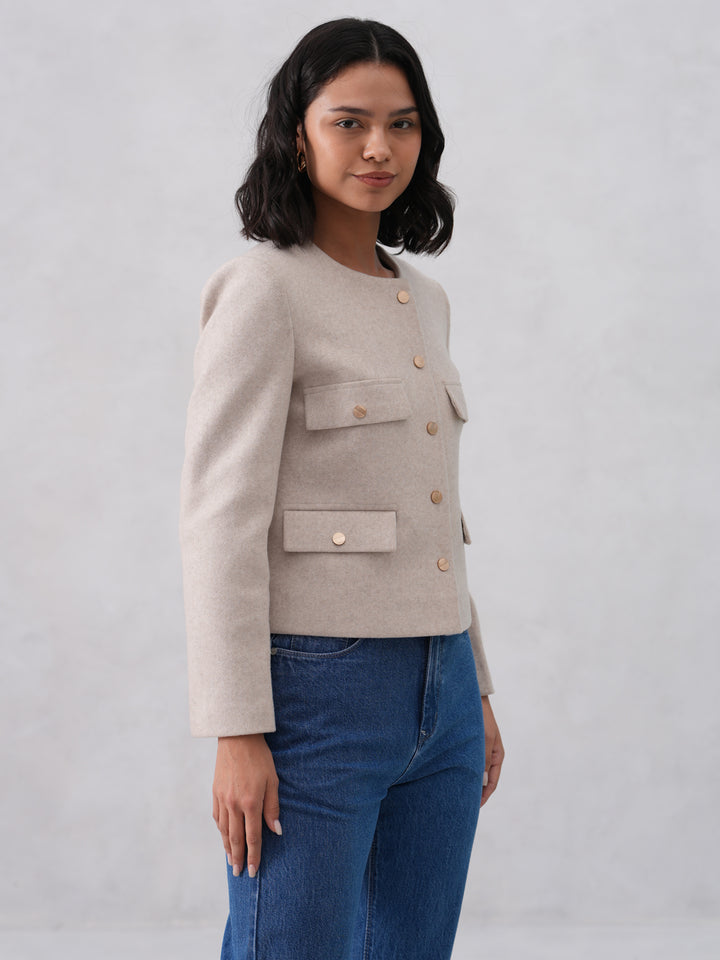 Minimalist Beige Cropped Coat