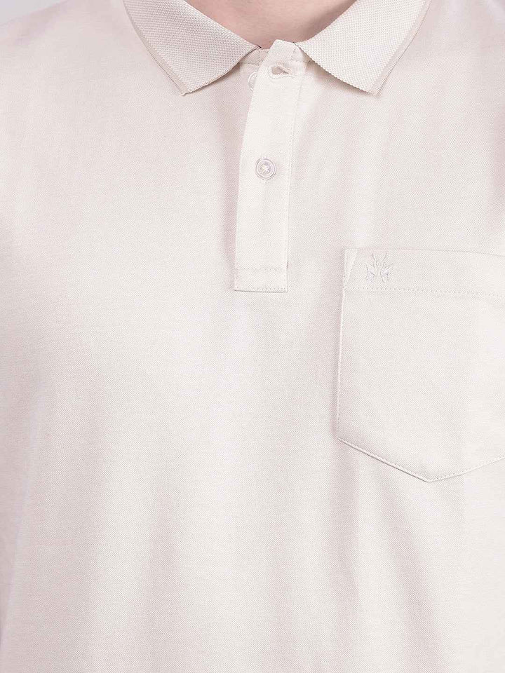 Cream Polo Neck T-Shirt