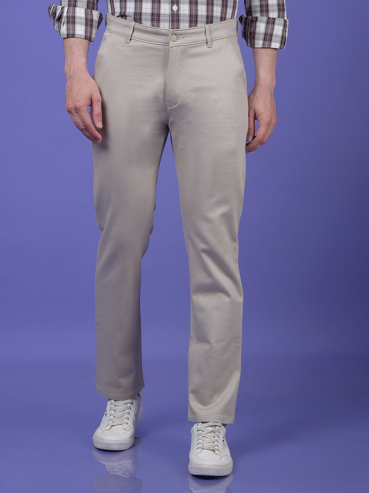 Beige Printed Trousers