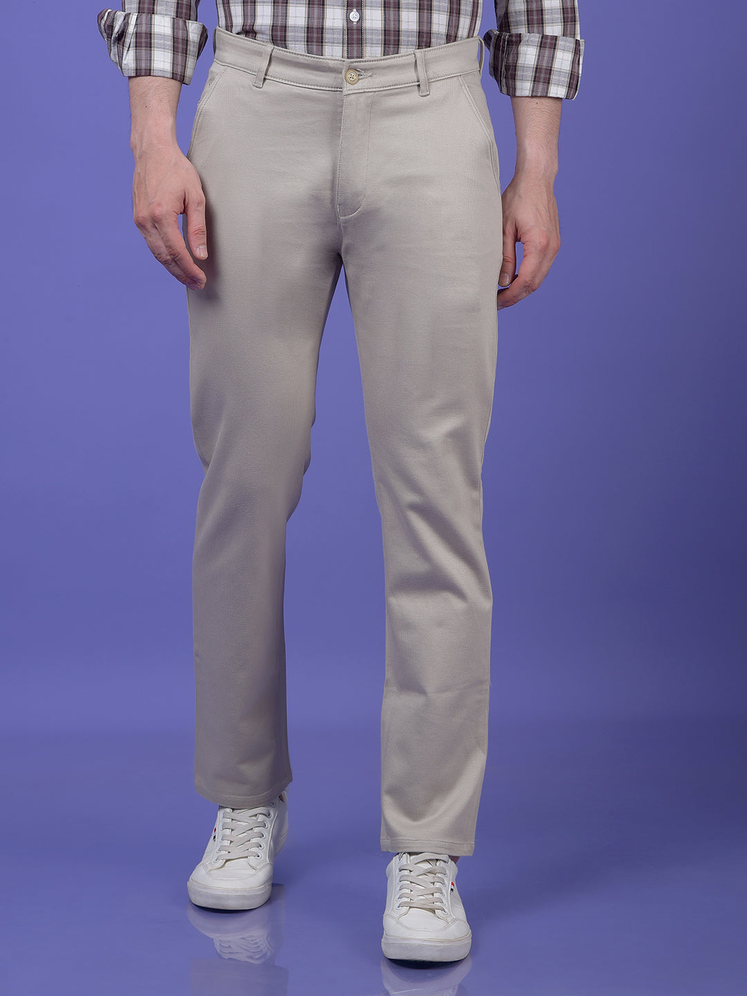 Beige Printed Trousers