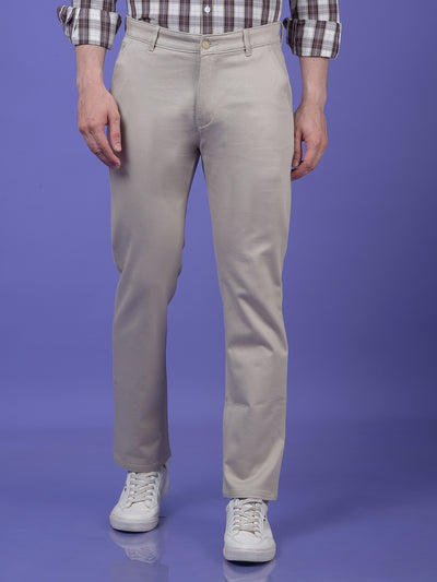 Beige Printed Trousers