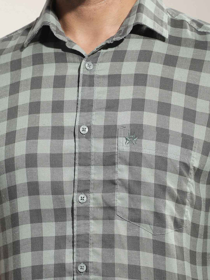 Green Checked Linen Shirt