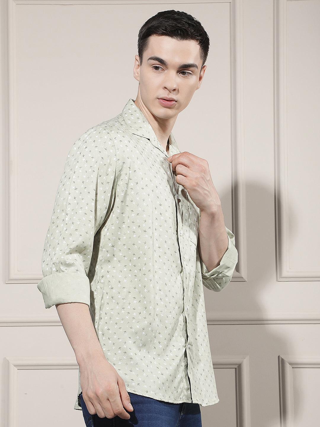 Classic Sage Green Printed Shirt