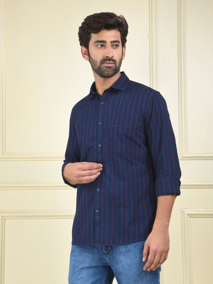 Red Vertical Stripes 100% Cotton Shirt