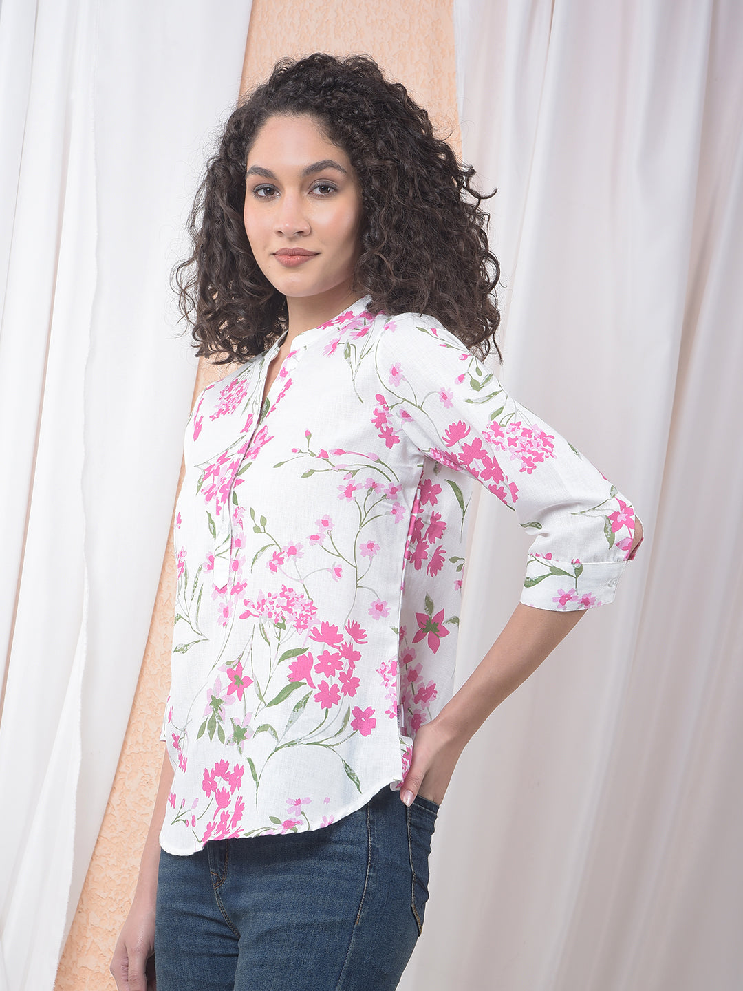 Magenta Floral Printed Top