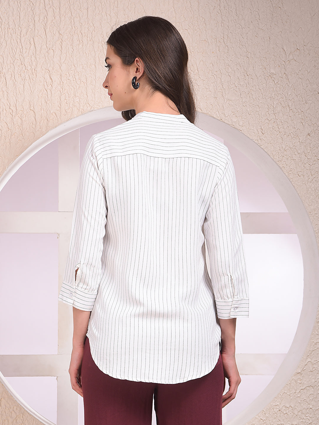 White Vertical Stripes Shirt
