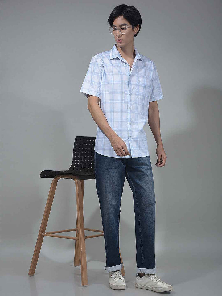 Blue Checked 100% Cotton Shirt