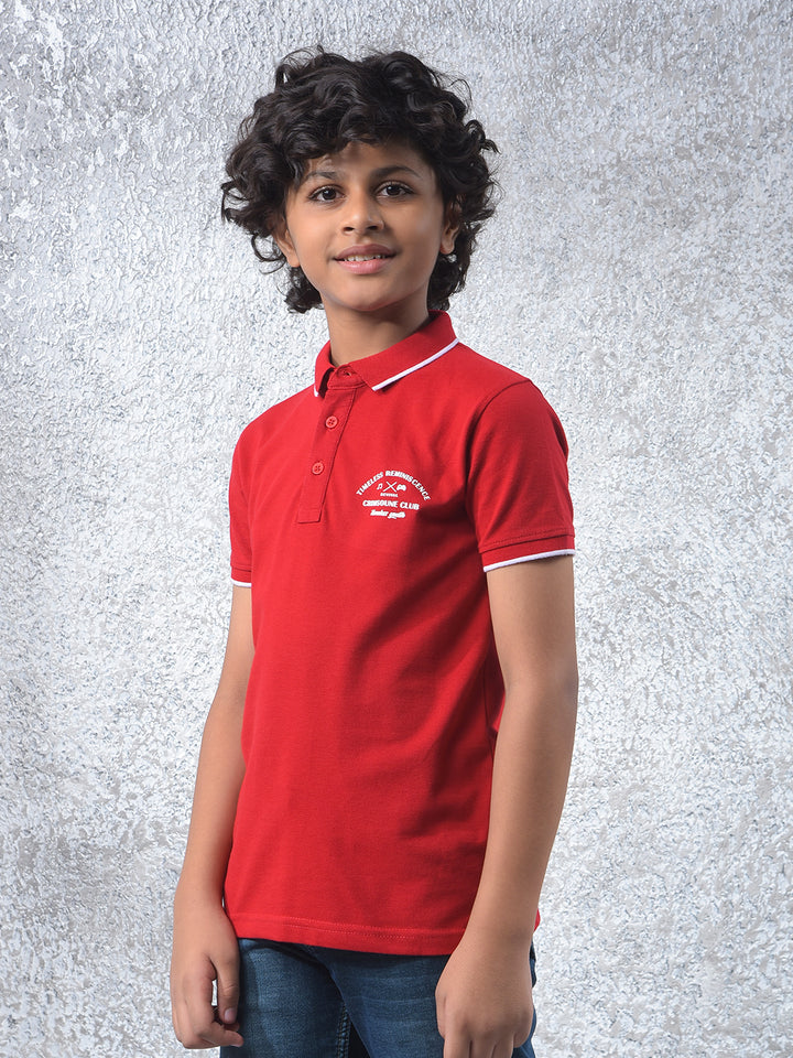 Pure Current Red Polo Neck T-Shirt