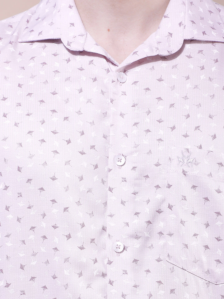 Tailored Coral Pink Printed Shirt