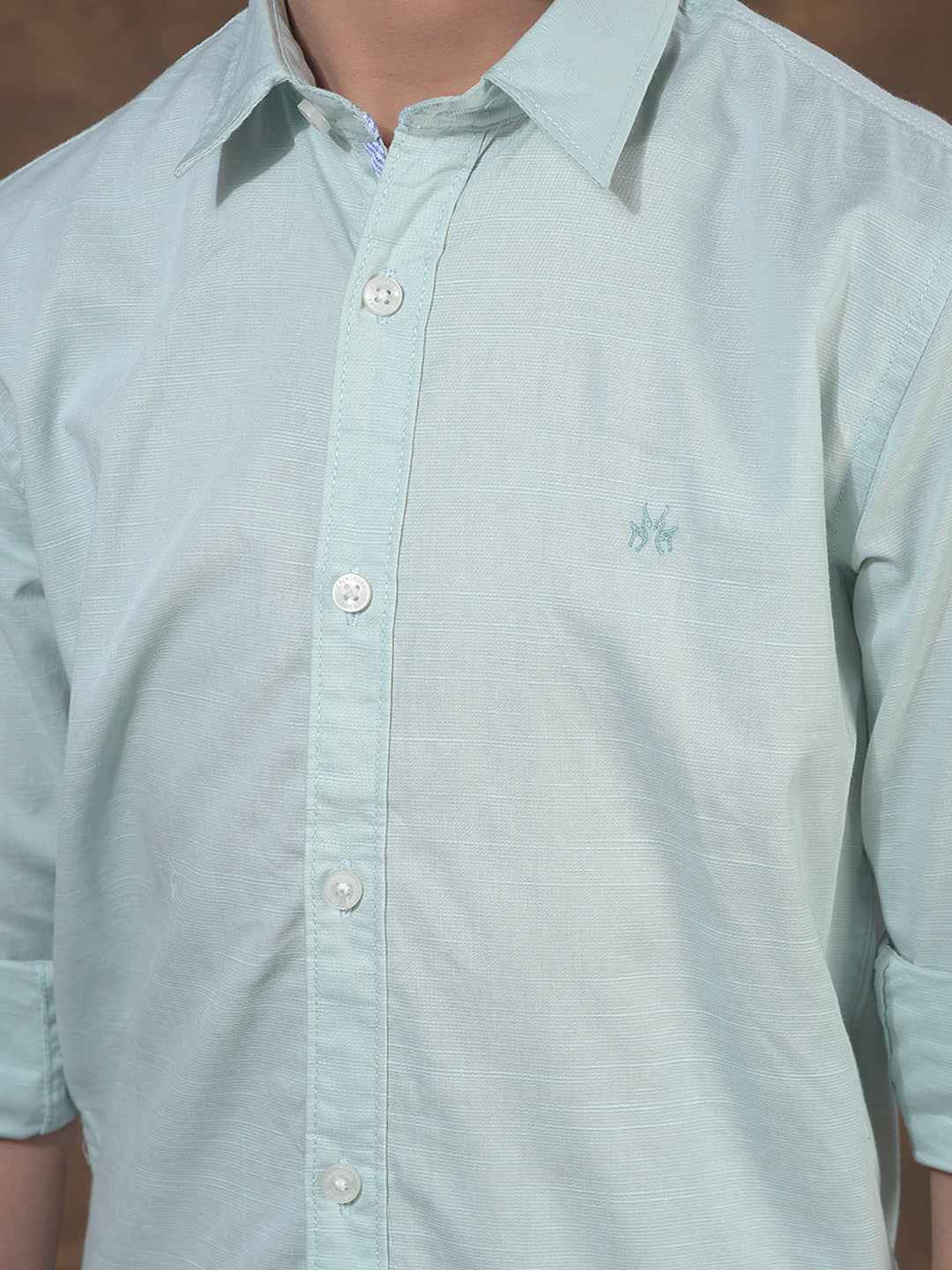Green Textured Linen Shirt