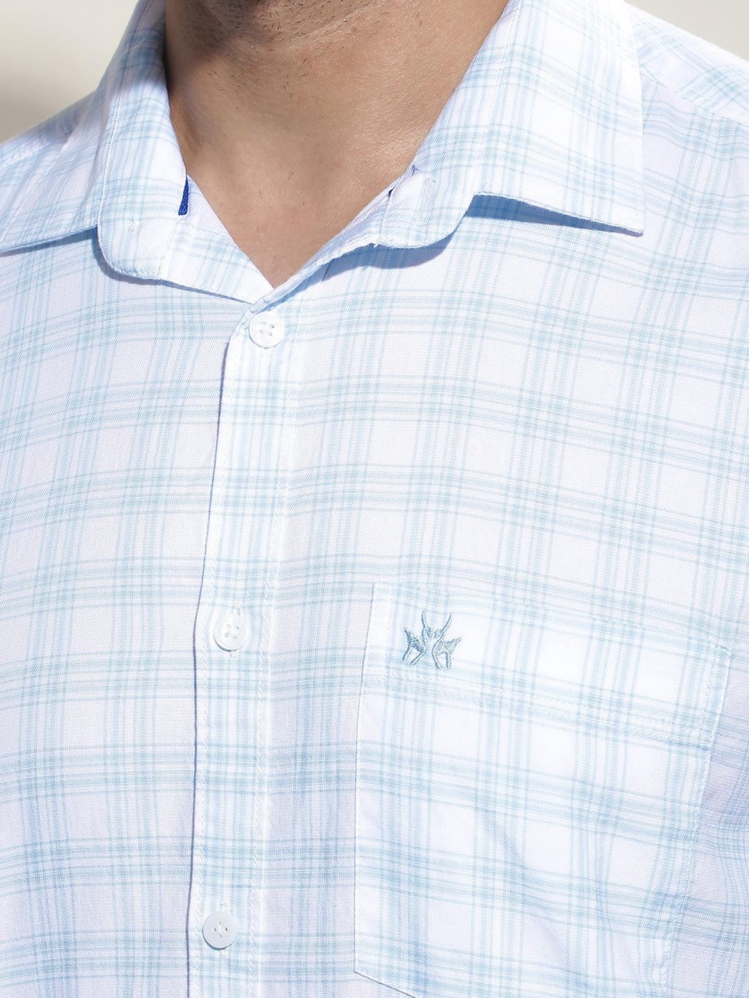 Blue Checked 100% Cotton Shirt