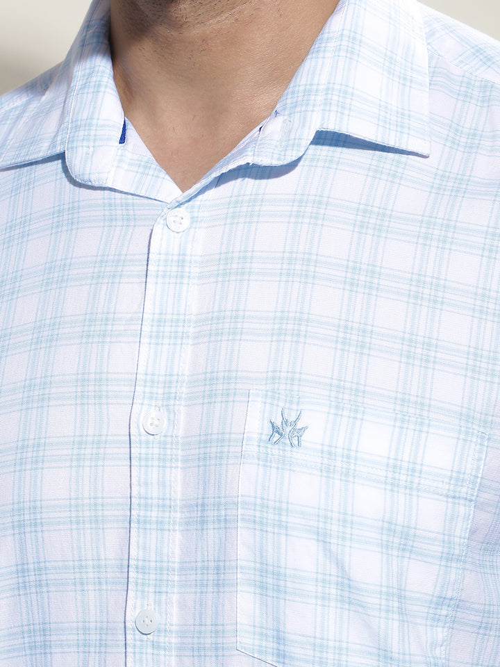 Blue Checked 100% Cotton Shirt