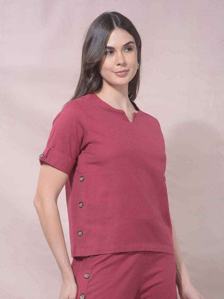 ZenithBerry Maroon V-Neck Top