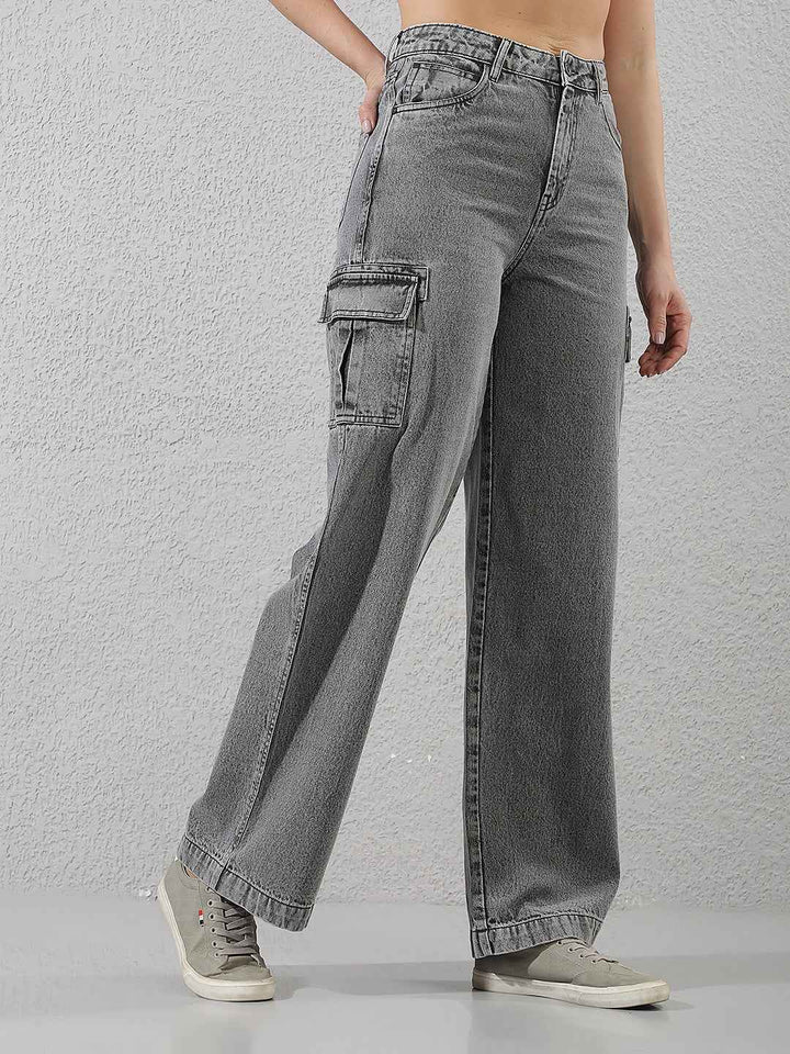 Grey Cargo 100% Cotton Jeans