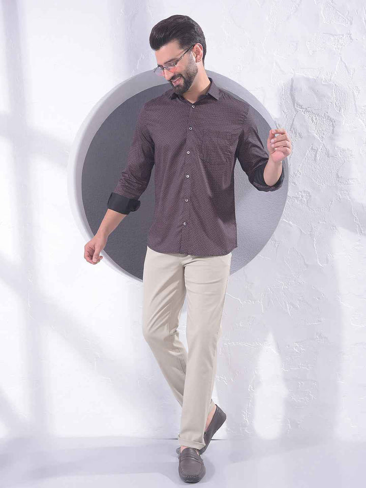 Wine Polka Dot Print Shirt