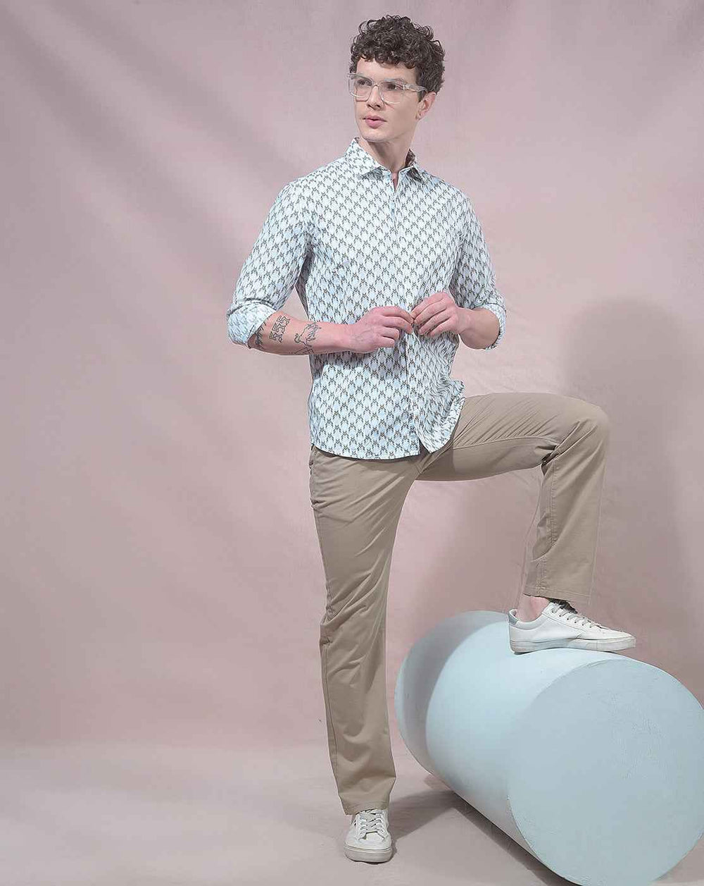 Elegant Green Printed Button Shirt