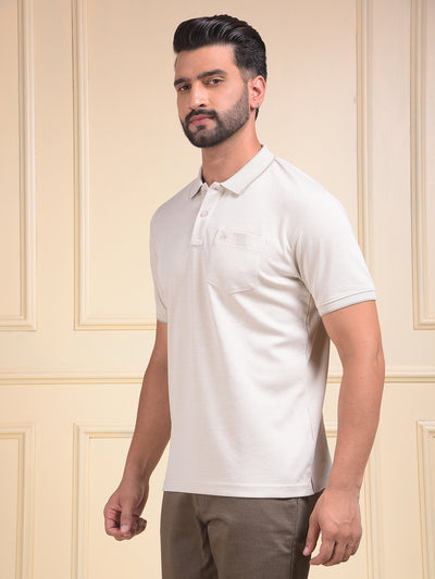Beige Polo Neck T-Shirt