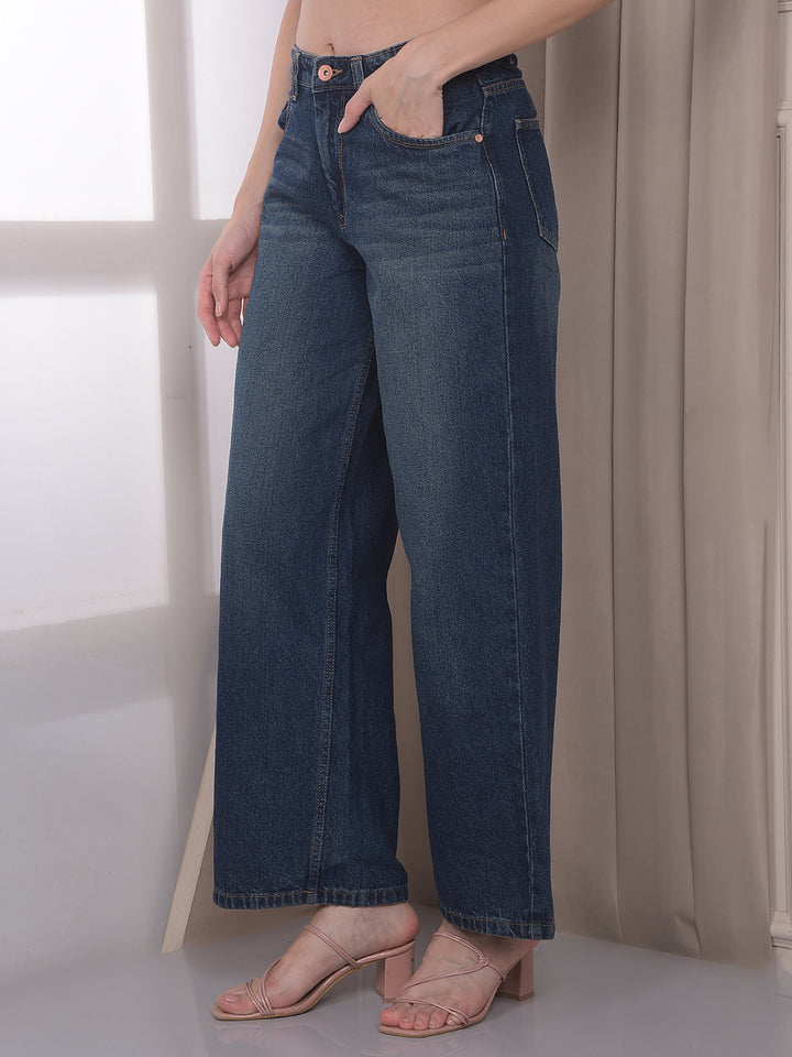 Blue Wide Leg 100% Cotton Jeans