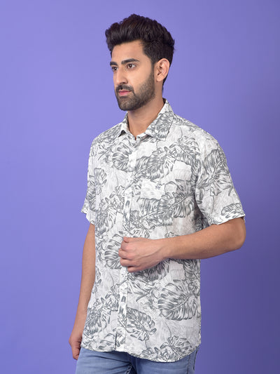 Grey Floral Print Shirt
