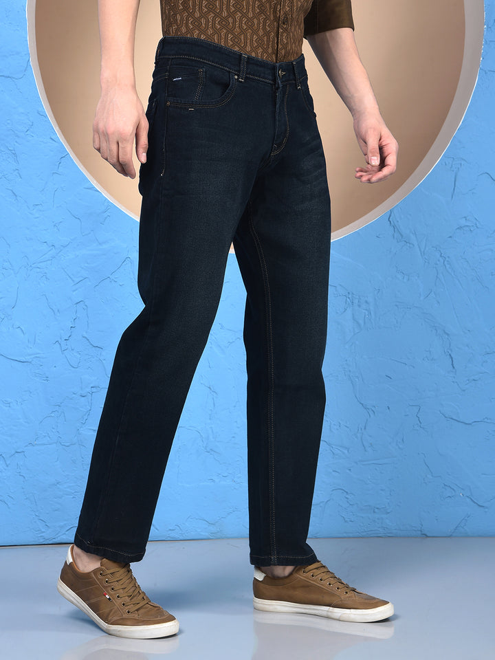 Modern Edgey Navy Blue Straight Jeans