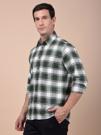 Green Checked 100% Cotton Shirt