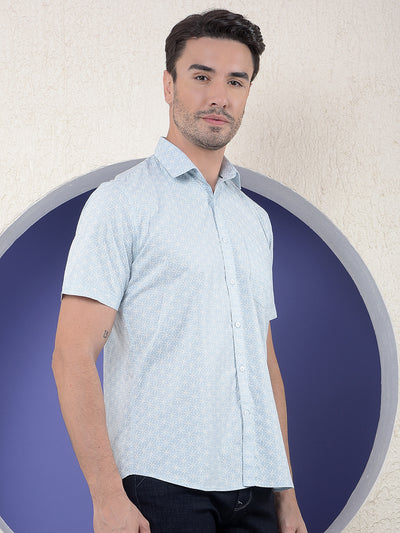 Blue Floral Printed Shirt