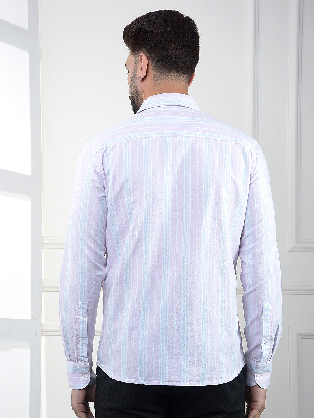 Pink Vertical Striped 100% Cotton Shirt
