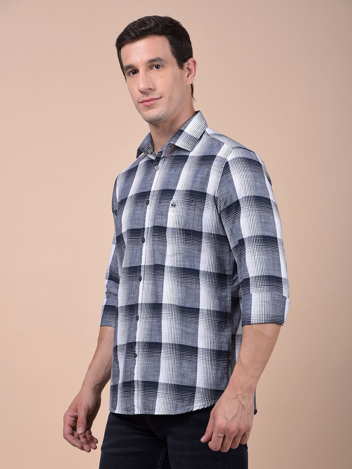 Blue Checked 100% Cotton Shirt