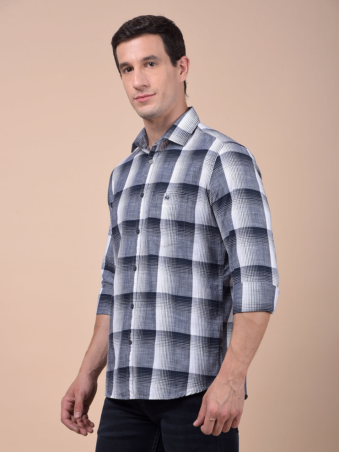 Blue Checked 100% Cotton Shirt