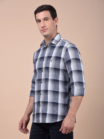 Blue Checked 100% Cotton Shirt