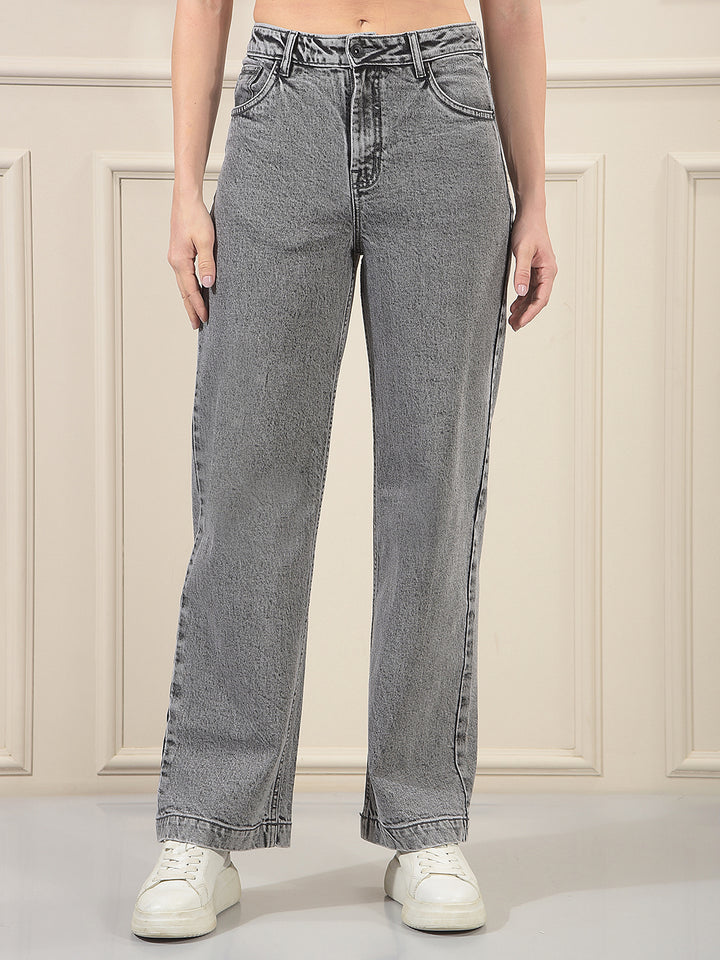 Grey 100% cotton Wide Leg Jeans