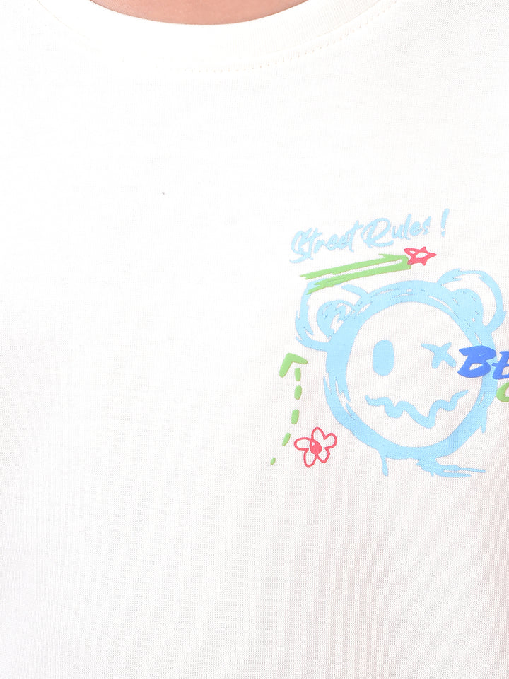 Cream Graphic Print T-Shirt
