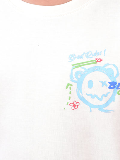Cream Graphic Print T-Shirt