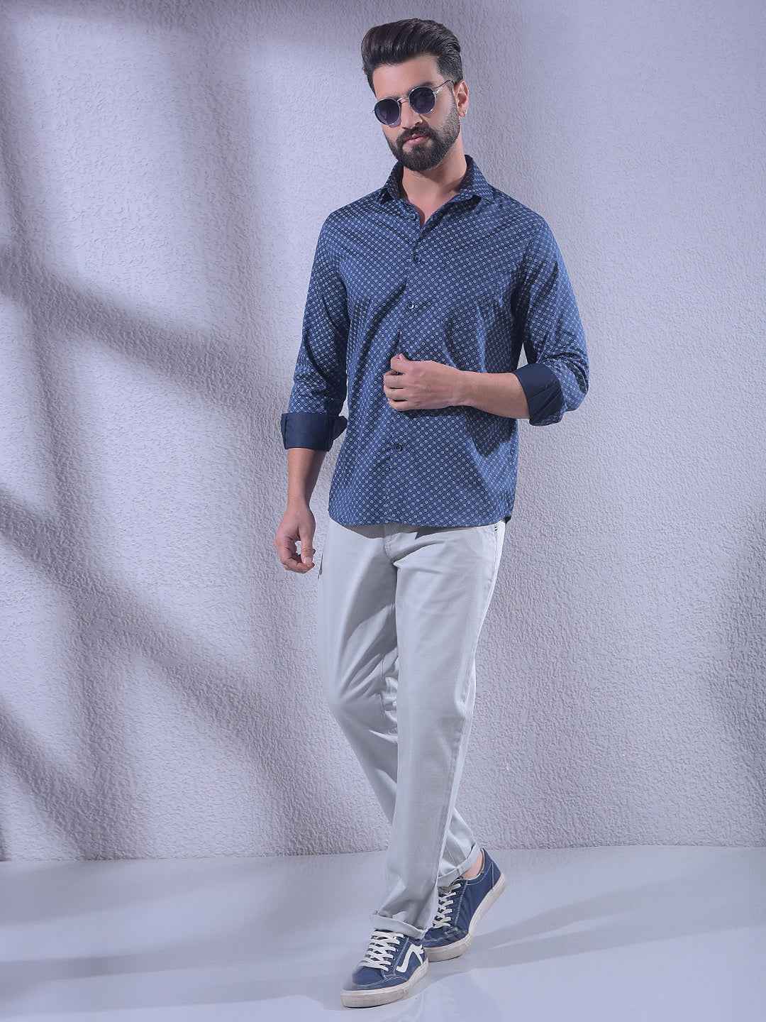 Navy Blue Printed Shirt