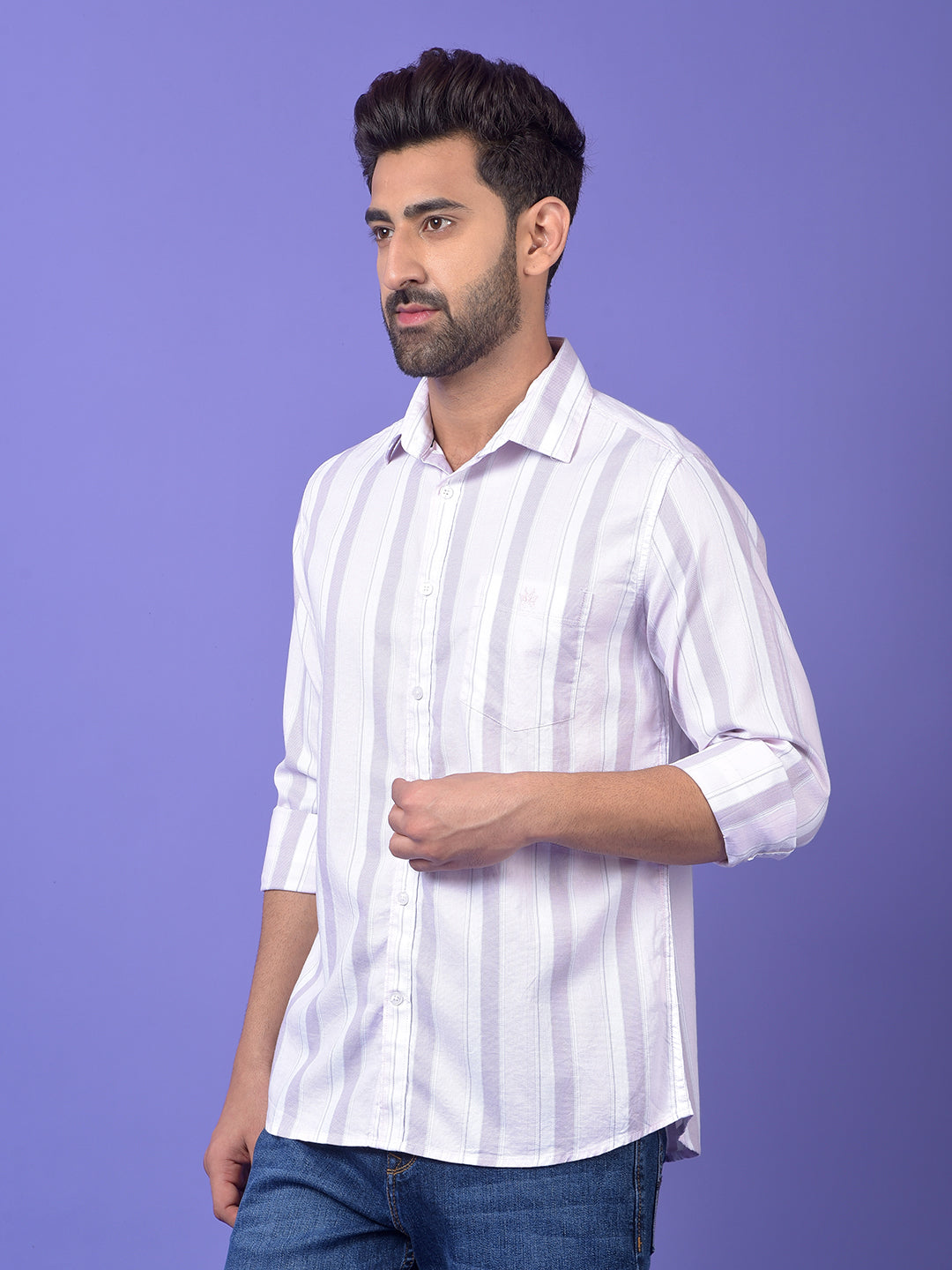 Pink Vertical Stripes 100% Cotton Shirt