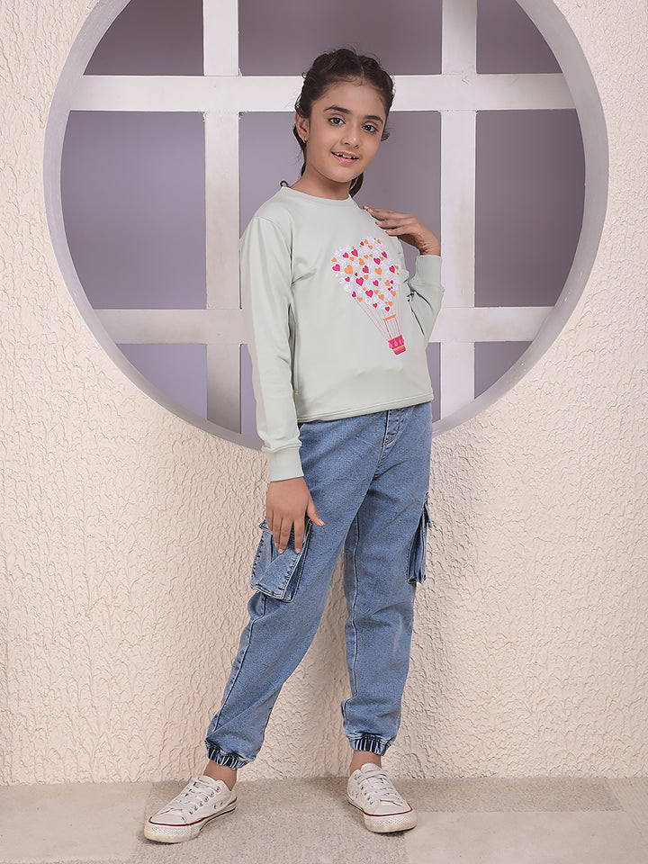 Green Embellished Sweatshirt