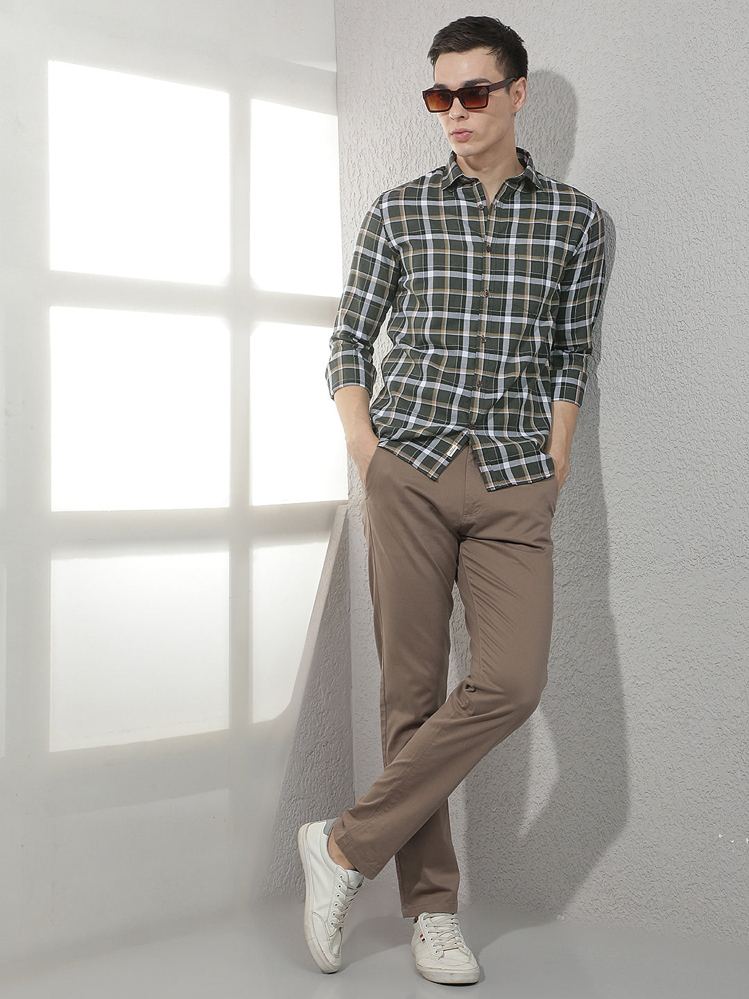 Green Checked Shirt-Men Shirts-Crimsoune Club