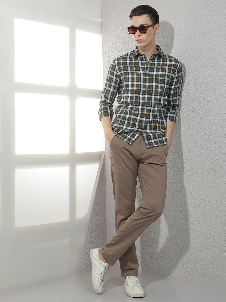 Green Checked Shirt-Men Shirts-Crimsoune Club