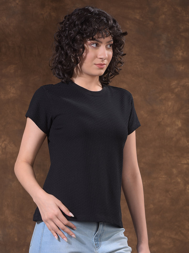 Refined Shadow Black Jacquard T-Shirt