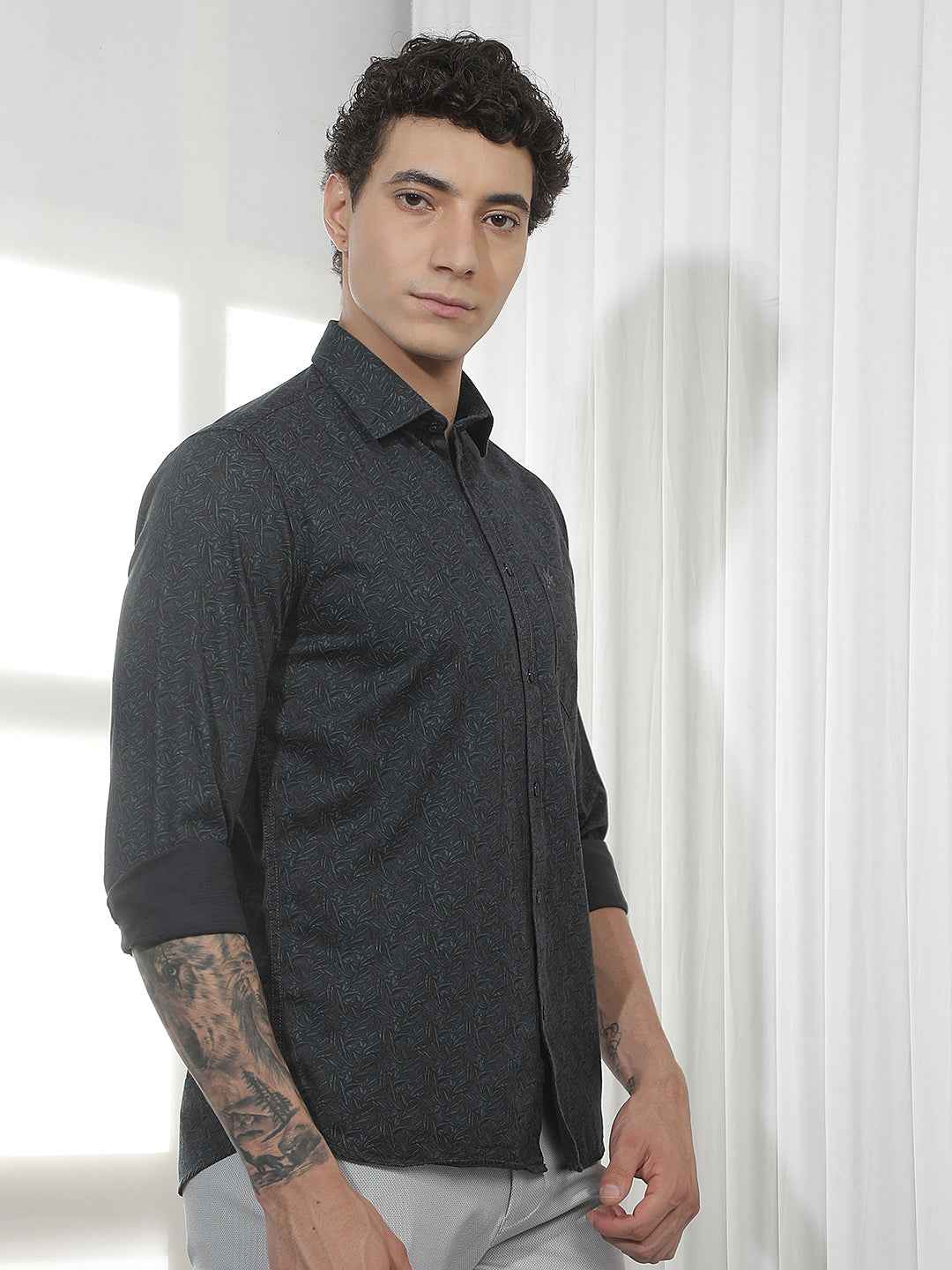 Charcoal Floral Print Shirt
