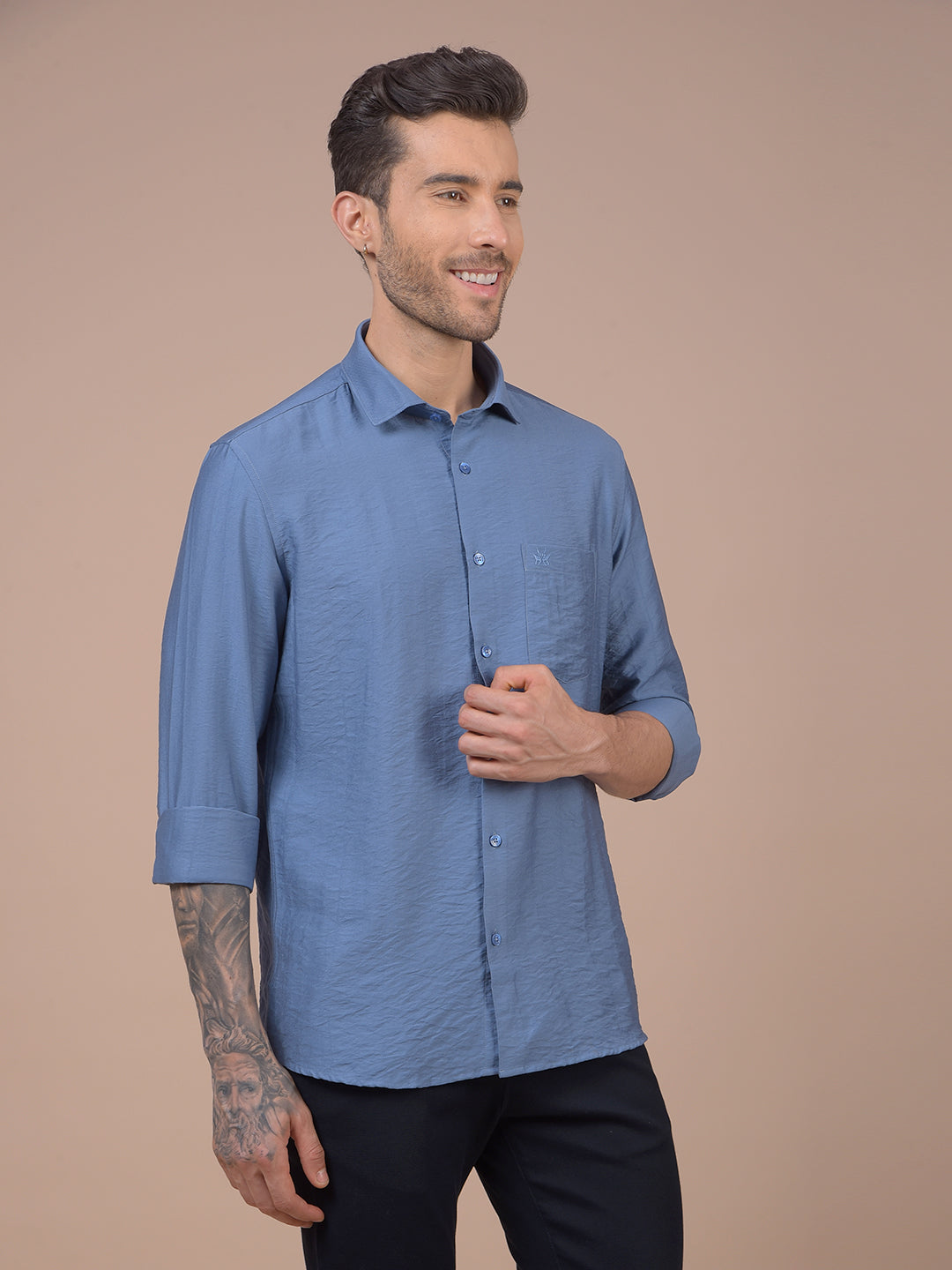 Blue Textured Shirt