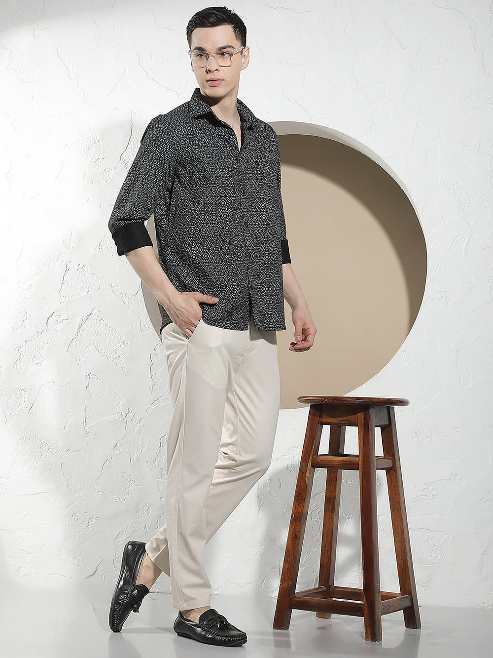 Black Printed 100% Cotton Shirt