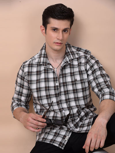 Brown Checked 100% Cotton Shirt