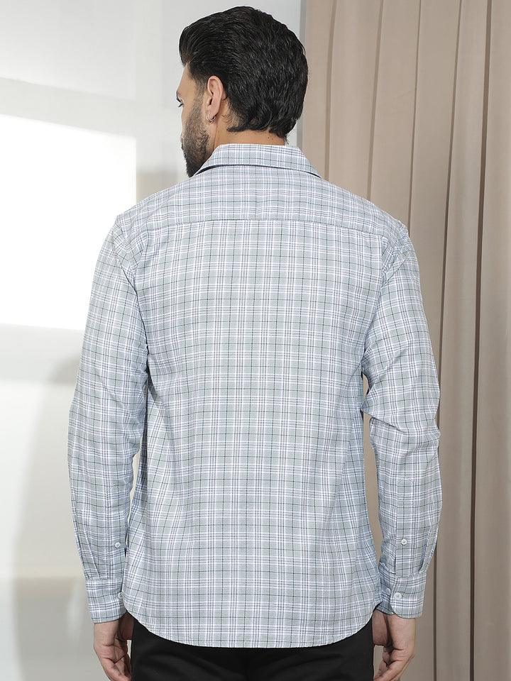Grey 100% Cotton Checked Shirt