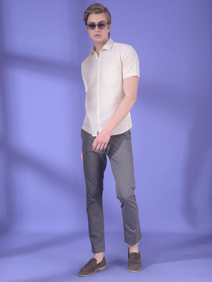 Ecru Glow Beige Linen Shirt