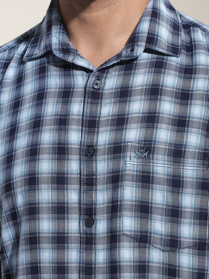 Blue Checked 100% Cotton Shirt