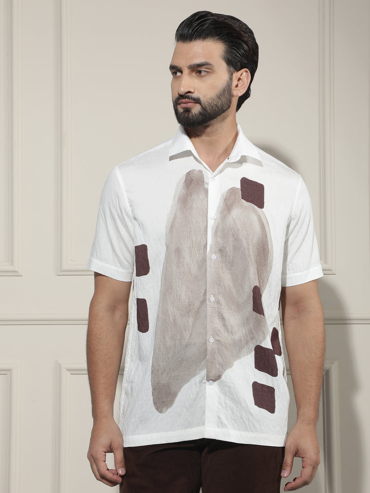 Luxe Hazelwood Brown Printed Shirt