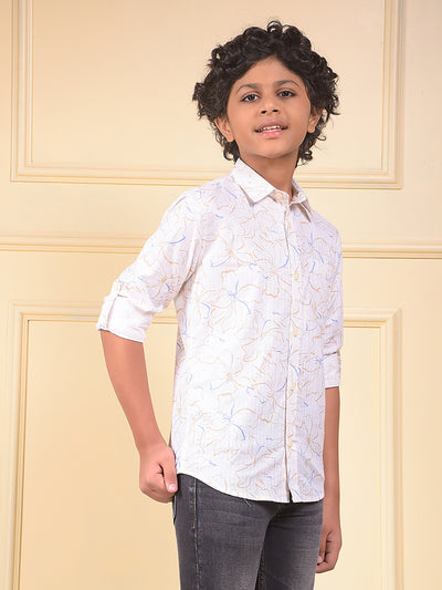 White Floral Print Shirt